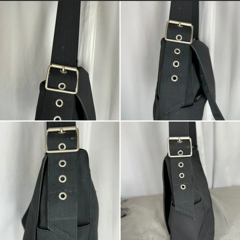 GAP Black‎ Messenger Shoulder Bag Adjustable Strap Flap Nylon Lined